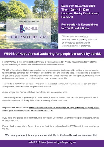 Wings of Hope Annual Gathering 2020 flyer